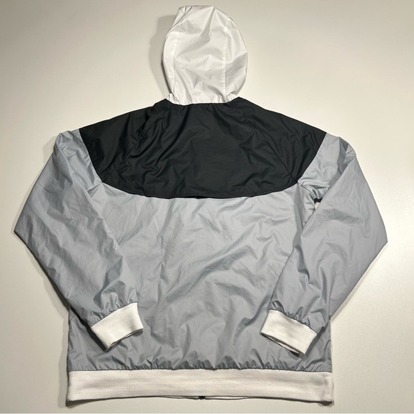 Nike Men's Sportswear Windbreaker Hooded Jacket White Black Grey Size Large - Picture 3 of 8